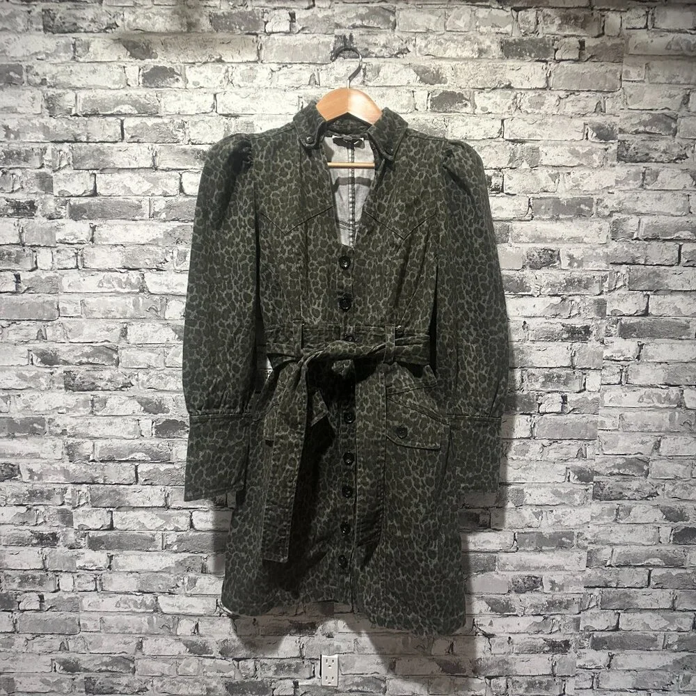 EUC Marissa Webb Mera Animal Print Cotton Canvas Jacket Womens Size 6 - Picture 1 of 15